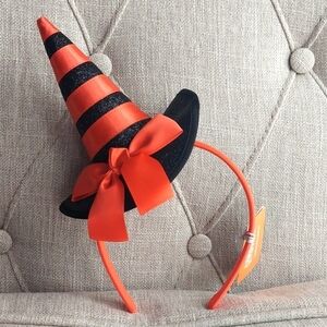 Gymboree Girl Witch Hat Headband Halloween - orange / black - One Size